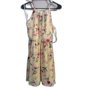 BCX Small Yellow Floral Romantic Girly Cottage Dress Sleeveless Lined  Summer
